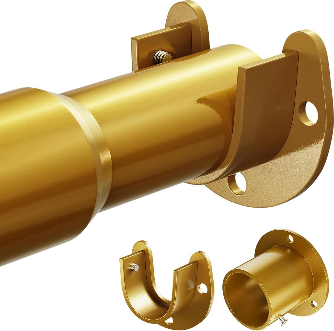 Mavivegue Closet Rod, 17 to 57 Inch Gold Adjustable Closet Rods for Hanging Clothes, Hanging Rod for Closet Wardrobes Laundry RV, Bathroom