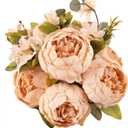 Duovlo Artificial Peony Silk Flowers Fake Flowers Vintage Wedding Home Decoration,Pack of 1 (Light Champagne) (20.87*3.5)