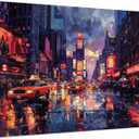 Abstract Cityscape Wall Art Colorful New York City Picture Modern NYC Wall Decor Watercolor Neutral USA Urban City Building Prints Starry Night Neon Artwork for Bedroom Living Room Decoration 12x16"