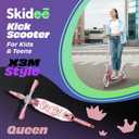 Skidee Adult & Teen Scooter Adjustable Height, Folding, Large Wheels, Lightweight, Durable, Anti-Shock Suspension, Up to 220 lbs, Color: Queen