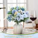 Tigeen 6 Bundles Artificial Bouquet Flowers Artificial Peonies Faux Roses Silk Flowers Hydrangea Bouquet for Wedding Table Centerpiece Floral Vase Decor(Blue)