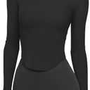 LASLULU Long Sleeve Workout Shirts for Women Lightweight Athletic Crewneck Gym Active Tops Casual Basic Fall Outfits Clothes(Black Medium)