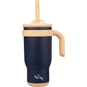 18 oz Tumbler with Side Handle, Insulated Water Bottle with Straw and 2 in 1 Lid, Stainless Steel Cup Travel Coffee Mug for Sports Office Gym,Navy Blue
