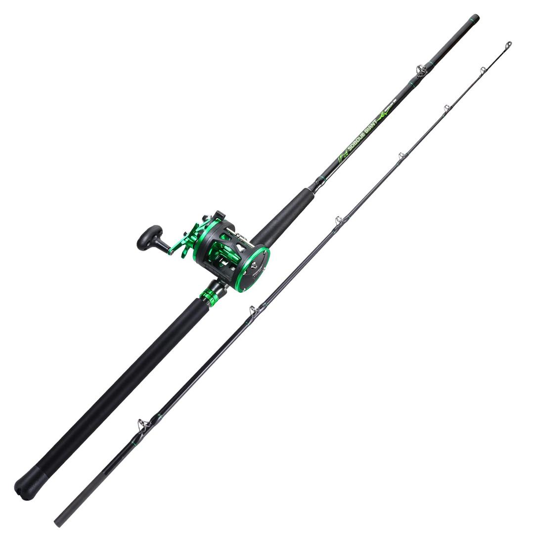Sougayilang Catfish Rod and Reel Combo, 2-Piece MH Conventional Reel Fishing Combo, 25 lb Carbon Drag for Large Flathead and Blue Catfish, Saltwater-Ready for Salmon and Steelhead Bottom Fishing