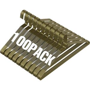 Wire Metal Clothes Hangers Bulk 100 Pack for Standard Size Suits, Coats, Shirts, Pants, Skirts, Space Saving, Non Slip,16 Inch 12 Gauge Ultra Thin, Bronze