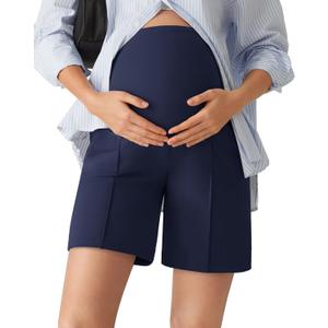 G4Free EverGoing Maternity Shorts with Pockets Over The Belly Stretchy Pregnancy Casual Workout Activewear 6'' Inseam