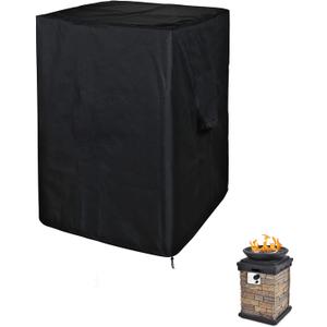 SheeChung Fire Pit Cover Square 21"L x 21"W x 33"H Waterproof Outdoor Propane Column Cover,Heavy Duty Fabric with PVC Coating,Weather Resistant,Fit for Table Gas Firepit Black