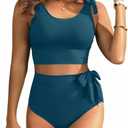 Two Piece High Waisted Swimsuits - Women Tummy Control Bikini Modest Bathing Suit 2PC 2025. S