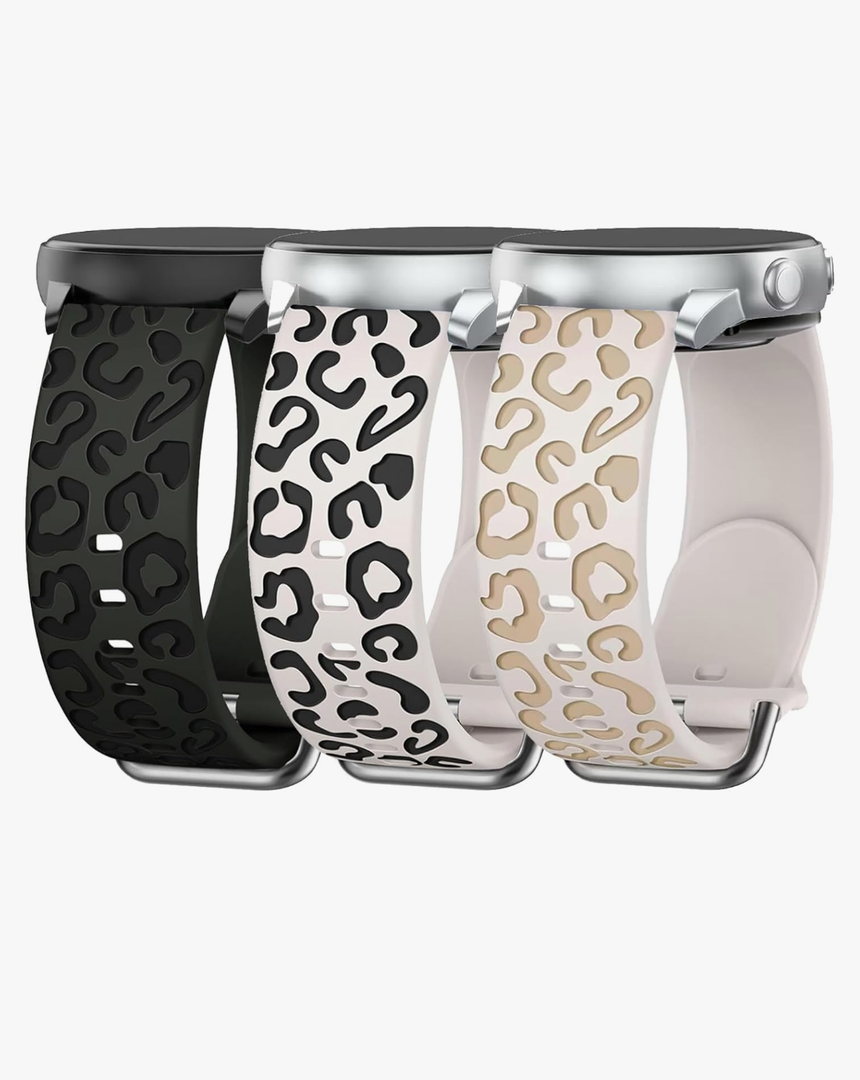 3 Pack Leopard Engraved Bands Compatible with Samsung Galaxy Watch 8 40mm/44mm/Classic 46mm 2025, Breathable Soft Silicone Waterproof Replacement Straps Wristbands for Galaxy Watch8/Classic