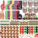 Aoriher 120 Pcs Football Sport Balls Party Favors Set Serve 24, Football Goodie Foam Finger Mini Stress Ball Slap Bracelet Charm Bracelet Stamp for Kids Party Supplies