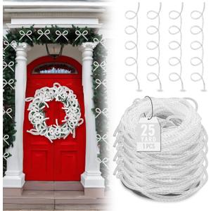 2 x Christmas Mesh Tubing for Crafts White Deco Mesh Tubing for Wreath 8 mm x 25 Yards Metallic Foil Poly Tube Flexible Metallic Foil Ribbons for DIY, Gift Wraps, Christmas Tree Decor