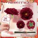 Suncalla 50 Pcs 5.5 Inches Peonies Artificial Flowers with Wire Branch Silk Realistic Blooming Fake Peonies Rose Bouquets for Wedding Table Centerpiece DIY Craft Party Home Decor (Burgundy)