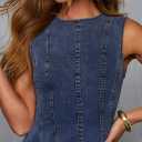 KDF Denim Dress for Women Sleeveless Babydoll Tank Jean Dress Slim Fit A-Line Summer Dresses for Women 2026 (Blue, M)
