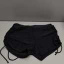 Halcurt Women's High Waisted Swim Board Shorts Tummy Control Side Drawstring Swimsuit Bottoms (Large, Black)