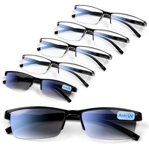 6 pack Executive Style Reading Glasses Men - Durable Readers with 99% Blue Light Blocking - Comfortable Fit with TR90 Frames