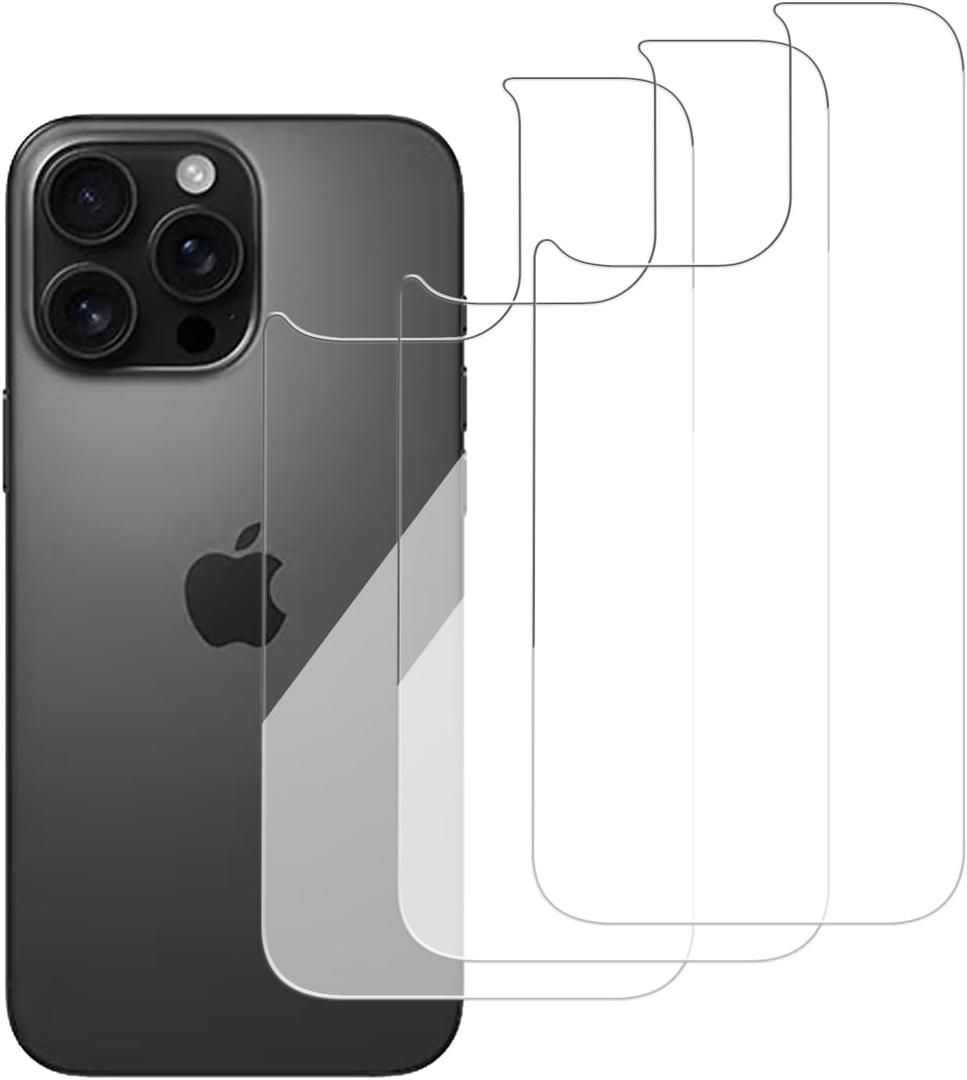 3 Pack Glass Back Screen Protector Compatible for iPhone 16 pro max 6.9-Inch [9H Hardness]-HD Back Tempered Glass, Scratch Resistant,Easy Installrear glass protector