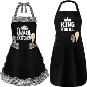King & Queen Aprons Gift for Couple His and Her Anniversary Bridal Shower Wedding Engagement Kitchen Gift