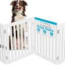 INTERNET'S BEST Dog Gate Indoor Freestanding Pet Barrier, Folding Wood Dog Fence, Extra Wide Doorway Puppy Gate, Indoor Animal Privacy Panel, Wooden Cat Fence - 4 Panel - 24", White