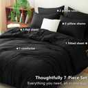 CozyLux Oversized King Comforter Set Black, 7 Pieces Bed in a Bag Comforter Set with Sheets, Soft Bedding Sets with Down Alternative Comforter, Fitted Sheet, Flat Sheet, Pillow Shams and Pillowcases