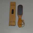 Pumice Stone Foot File - Wooden Pedicure Feet Scrubber with Handle for Callus, Dry, and Dead Skin Removal - Heel Scraper for Feet, Hands, and Body - Foot Filer for Use in Shower (1 Count (Pack of 1), Brown)