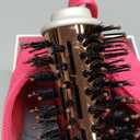 4-in-1 Travel Dual Voltage Hair Dryer Brush Blow Dryer Brush,Portable 2 inch Mini Hot Air Brush,Travel Hair Styler/Volumizer/Straightener/Curler,110-240V European Blow Dry Brush with EU&UK Plug (50mm Oval, White & Rose Gold)