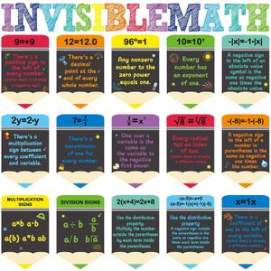 28Pcs Educational Math Poster Mathematics Symbol Classroom Decors for Elementary Middle School High School Colorful Mathematics Bulletin Banner Decor for Math Classroom Must Haves 9 x14 inch (Bright Multi Color)