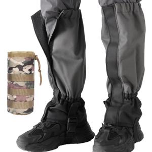 Gaiters for Hiking Boots, Waterproof & Adjustable Leg Protection for Weed Eating, Ideal Use as Tick Gaiters, Leg Gaiters (16", Black&Grey)