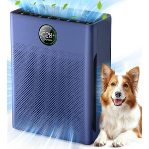 Air Purifiers for Home Large Room up to 2200sq.ft, MOOKA Air purifier for Home Pets with Washable Filter, PM 2.5 Display Air Quality Sensor Air Cleaner for Bedroom, Dorm room, Pets, Office PR1 (Blue)