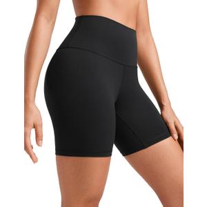 CRZ YOGA ButterLuxe Biker Shorts 6" - High Waisted Workout Running Volleyball Spandex Yoga Womens (Small, Black)