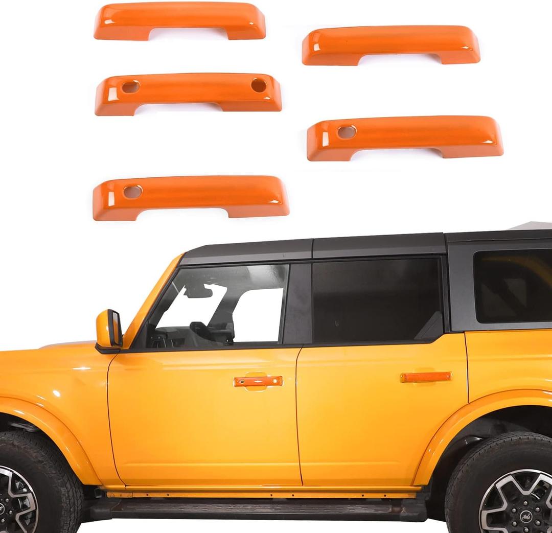 Jeliker for Bronco Door Handle Inserts Trim Cover, Tailgate Handle Cover for Ford Bronco 2021 2022 2023 Exterior Accessories Orange 5 PCS (NOT for Sport)