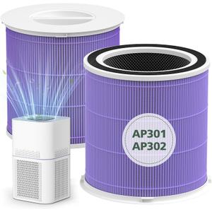 AP301 AP302 HEPA Filter Replacement, ONLY for Dayette AP301 AP302 Air Purifier, HEPA and More Carbon Particles, Pets Odors filter (Purple *2pcs)