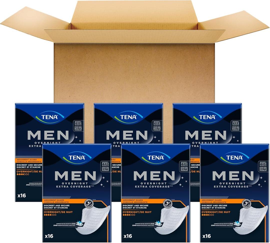 Tena Level 3 Guard for Men, Super Absorbency Incontinence Protector (6 Pack of 96 Count)