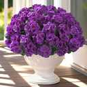 16 Bundles Artificial Flowers for Outdoors, Realistic Geraniums Fake Flowers for Decorations, UV Resistant Silk Faux Flowers Plants for Outside Garden Porch Planter Yard Patio Home Decor(Purple)
