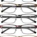 JOLISU 5PCS Reading Glasses Men - Blue Light Blocking Computer Metal Thin Frame Readers For Mens/Women 0.5