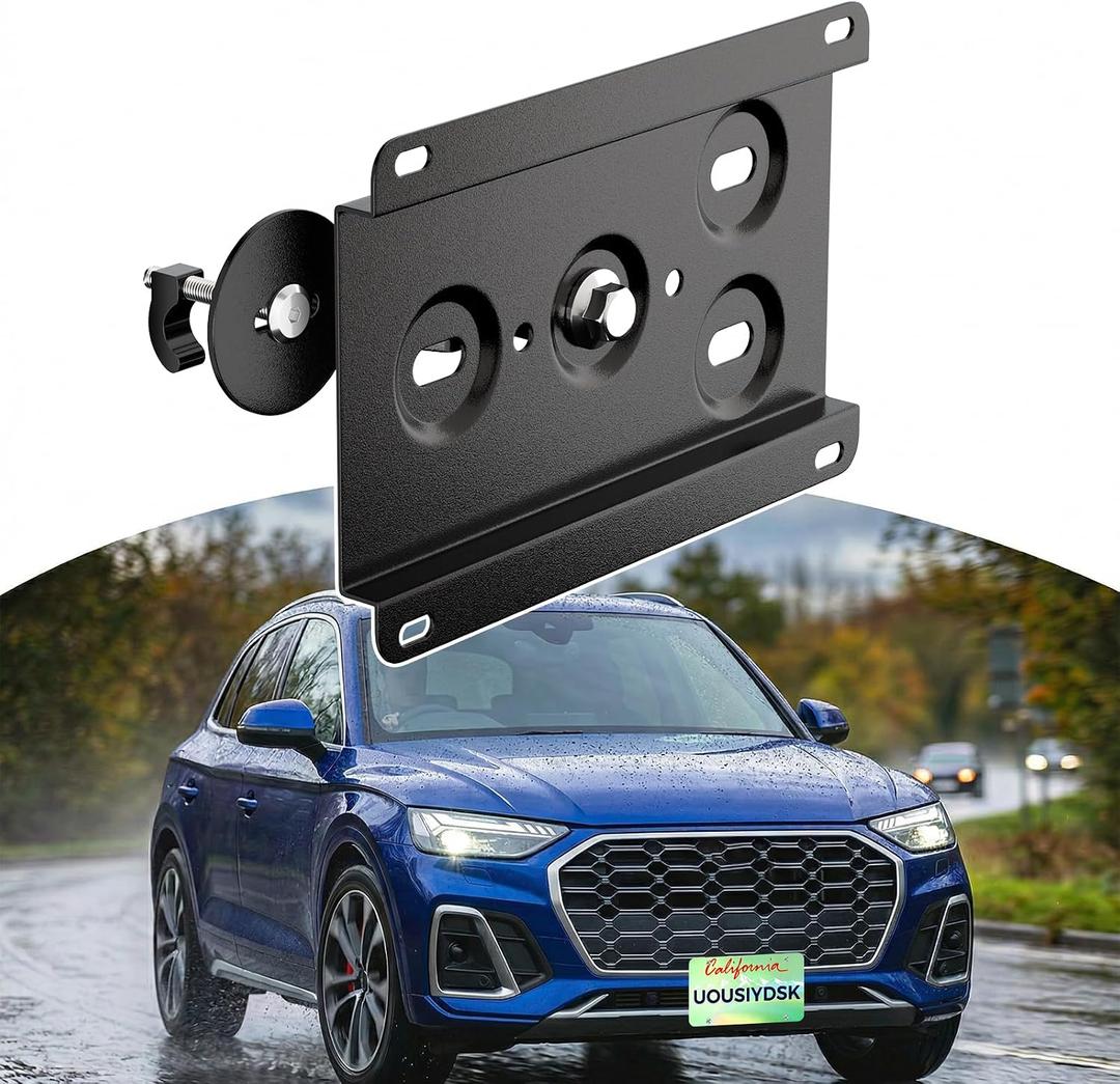 Front License Plate Bracket Compatible with Audi SQ5 2018-2024 (80A) No Drill Grille License Plate Holder, Car Tag Frame, Bumper Relocator Adapter Kit
