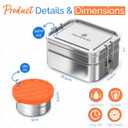 Stackable Stainless Steel Bento Box with Snack Container, 47oz/1400ml - Stainless Steel Lunch Box, Metal Bento Box for Kids & Adults, Eco-Friendly with Compartments for School, Work & Travel