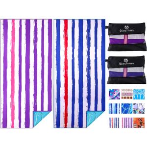 2 Pack Microfiber Oversized Lightweight Beach Towel 71"x32" XL Extra Large Thin Sand Free Towels Travel Swim Pool Yoga Gym Camping for Adults Women Men Beach Essentials Accessories Vacation Gift