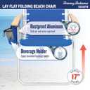 Tommy Bahama Hi-Boy 17" Seat Height 4-Position Lace-Up Suspension Folding Beach Backpack Chair, Blue