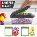 Mueller Pro-Series 10-in-1, 8 Blade Vegetable Chopper, Onion Mincer, Cutter, Dicer, Egg Slicer with Container, French Fry Cutter Potato Slicer, Home Essentials, Salad Chopper,Gray/Green