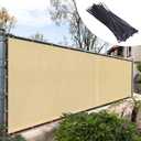 Royal Shade 4' x 12' Beige Fence Privacy Screen Windscreen Cover Netting Mesh Fabric Cloth - Cable Zip Ties Included