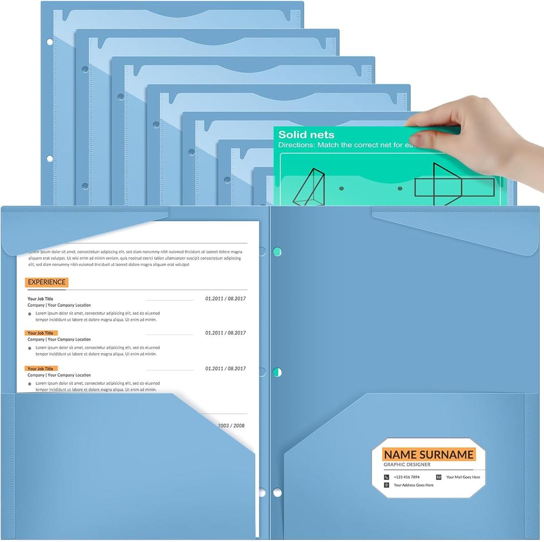 Henoyso 24 Pack Plastic Folders with Clear Front Pocket Back to School Heavy Duty File Folders with 2 Pockets and Card Slot for Student School to Home Supply, Office, Teachers (Haze Blue)