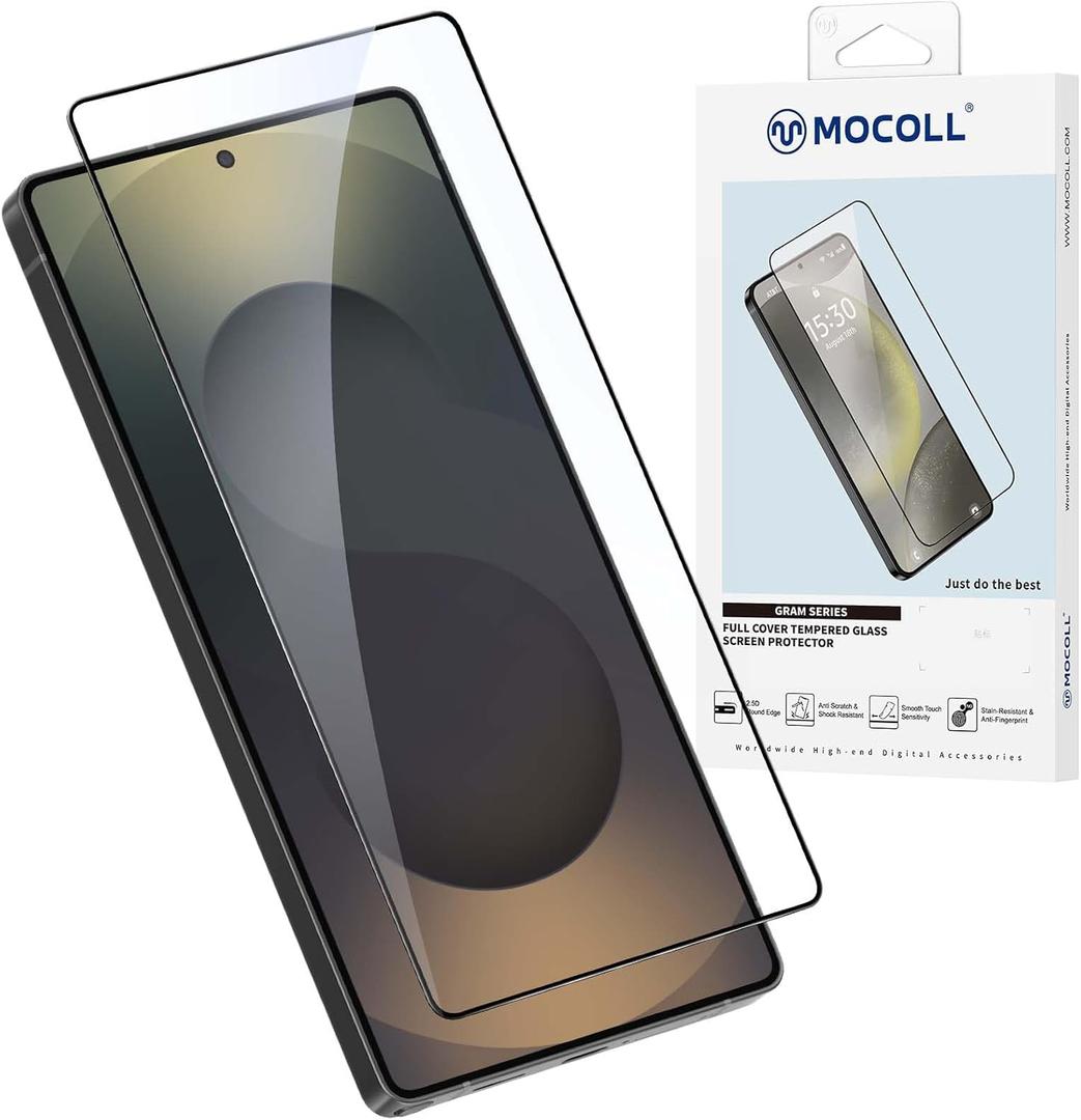 MOCOLL Screen Protector for Samsung Galaxy S25 Ultra 9H Tempered Glass, Ultra-Clear HD, Anti-Scratch, Anti-Fingerprint, Bubble-Free, Easy Installation, Case Friendly