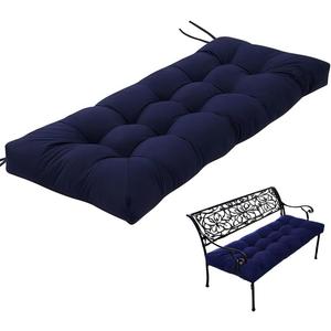 Indoor/Outdoor Bench Cushion Cotton Garden Furniture Loveseat Cushion, Patio Wicker Seat Cushions for Lounger Garden Furniture Patio Lounger Bench (Navy Blue, 39.3 * 19.6in)