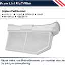 00752387 Dryer Lint Screen Filter Assembly Compatible with Bosch Dryers Replace AP5984732 00753637 752387 753637 Dryer Lint Fluff Filter