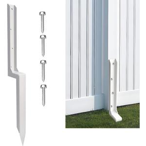 Fence Post Repair Stakes Kit – 1/ 8" Thickened Carbon Steel One-Piece Structure, Heavy Duty Ground Anchor Stake for Repairing or Reinforcing Broken/ Leaning Privacy Fence & Mailbox Post, White, 1-Pack