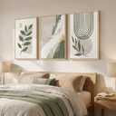 Large Framed Abstract Boho Sage Green Wall Art for Living Room, 24x36 Inch, 36" H x 24" W x 3Pcs