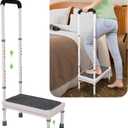 Medical Step Stool with Handle for Elderly Bed Steps for High Beds Adults Bedside Steps with Rail Safety Handicap Bed Stairs Seniors Adjustable Platform Heavy Duty Stepping Stool
