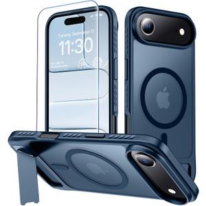 MOZOTER for iPhone Air Case with Kickstand,[Compatible with MagSafe] [12FT Military Grade Protection] Slim Translucent Matte Shockproof Phone Case,6.5",Blue