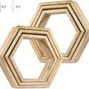 YBING Hexagon Floating Shelves Wall Mounted Farmhouse Wood Storage Honeycomb Wall Shelf Set of 6 Hexagonal Shelves Wall Home Decor Hexagon Shelves for Living Room Bedroom Office, Light Brown