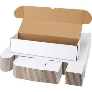 Bulk 400 Capacity Toploaders Storage Box, in Total 25 Pack Brown White Cardboard Shipping Boxes for 10000 Count 35pt 3x4 inch Toploaders